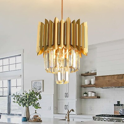 #ad Gold Pendant Light Fixtures Dining Room Chandelier 1 Light Gold Crystal $49.88