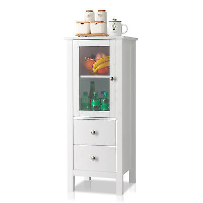 #ad Single Door Two Drawer Bathroom Cabinet White MDF Spray Paint sideboard bookcase $98.89