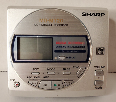 #ad SHARP Portable Mini Disc Recorder Digital Player MD MT20 S Recorder Only READ $99.95
