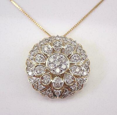 #ad 14K Yellow Gold Finish 2.00Ct Round Cut VVS1 D Diamond Cluster Pendant Necklace $48.00