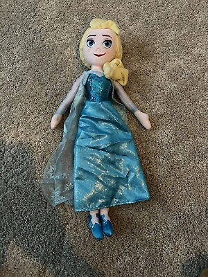 #ad Disney Store Princess Queen Plush Doll Snow Winter Gown Elsa Frozen 19” Soft $14.99