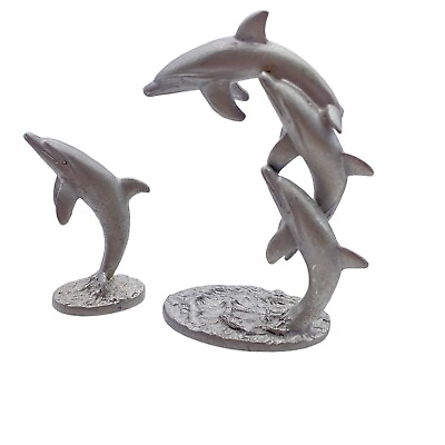 #ad Vintage Spoontiques Pewter dolphin figures 1982 pp246 273 1962 $20.00