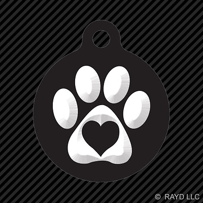 #ad Love Paw Keychain Round with Tab dog engraved many colors with heart $9.96