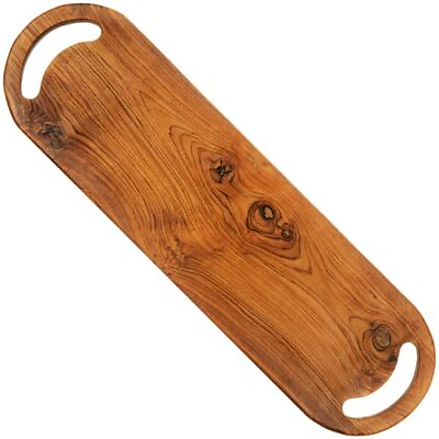 #ad 36quot; Extra Long Teak Wood Charcuterie Board with Handles Large Wooden Cheese... $55.30