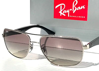 #ad NEW Ray Ban Polished Silver Frame Gradient Grey Lens Sunglass RB 3483 003 32 $108.86