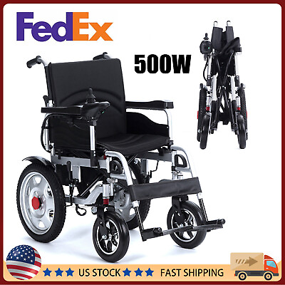 #ad 500W Dual Motor All Terrain Folding Electric Wheelchair Motorized Support 330lbs $474.98
