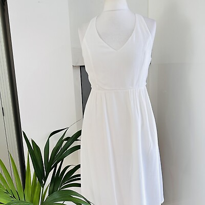 #ad Baamp;sh White Dress Size 3 12 14 Crossover Back Plain Summer Boho Sun Beach GBP 35.00
