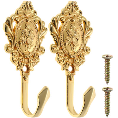 #ad 2Pcs Rose Flower Pattern Wall Curtain Tiebacks Curtain Holdbacks Curtain Hooks $10.02