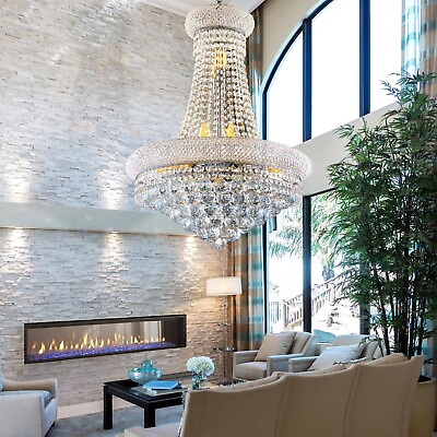 #ad 23.6quot; Luxury Crystal Chandelier Chrome Empire Pendant Lamp Crystal Ceiling Light $239.99