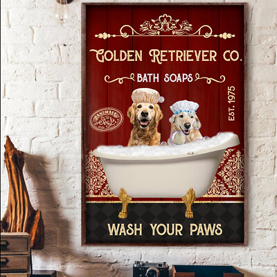 #ad Golden Retriever Co Bath Soaps Wash Your Paws Bathroom Dog Dogs Est 1975 Poster $11.95