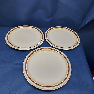 #ad Vintage DeVille Stoneware Capri Collection quot;Siennaquot; Set 3 Dinner Plates Japan $18.99