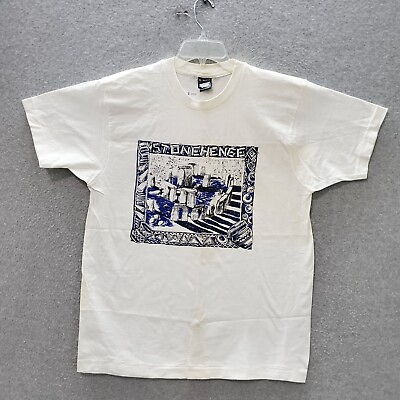 #ad VINTAGE Stonehenge Men T Shirt XL White England Graphic Single Stitch READ $27.94