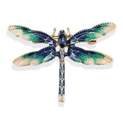 #ad Stunning Enamel Dragonfly Brooch Blue and Green Insect Pin for Women and Girls $69.98