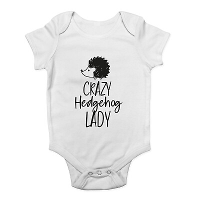 #ad Crazy Hedgehog Lady Baby Grow Vest Hedgehog Lover Bodysuit Girls Gift GBP 5.99