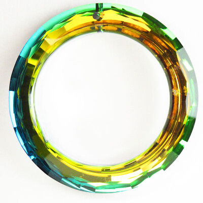 #ad 2Pcs 50x8mm Faceted Rainbow Titanium Crystal Donut Pendant Bead A 234SJ $9.12