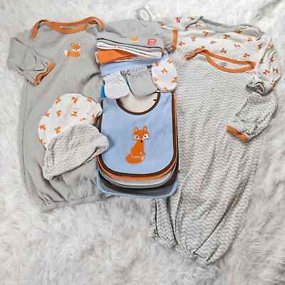#ad 0 6M Luvable Friends Orange Gray Fox Baby Infant Lot Bundle Newborn Gift $24.41