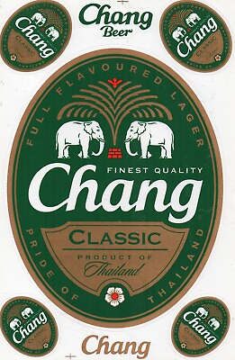 #ad Chang Beer Thailand Logo Sticker Aufkleber 1 Bogen A4 Auto Motorrad Roller 560 EUR 2.99