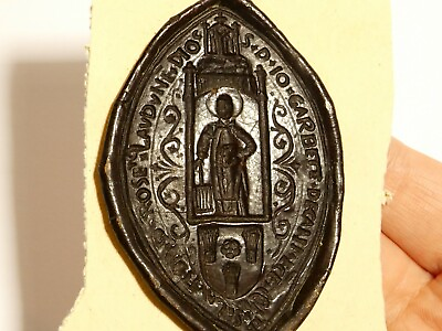 #ad Antique Medieval Spanish St. Lawrence Wax Resin Vesica Seal Impression #MS4 GBP 49.00