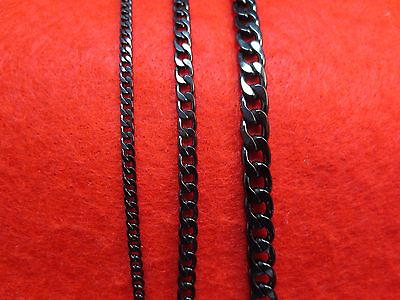 #ad 16quot; 50quot; 3 5 7MM STAINLESS STEEL BLACK PLATED CUBAN CURB LINK CHAIN NECKLACE BLK $8.38