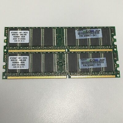 #ad 326667 041 Compaq 256MB 400MHz CL=3.0 PC3200 DDR SDRAM DIMM memory x2 $8.97