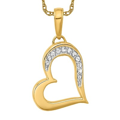 #ad 14K Yellow Gold White Heart Necklace Charm Pendant $247.00