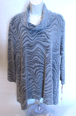 #ad Ruby Rd. Women#x27;s Petite Medium Gray Shimmery Turtle Neck Blouse $18.99