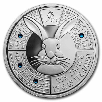 #ad 2023 Niue 1 oz Silver Proof Crystal Coin: Year of the Rabbit $153.84