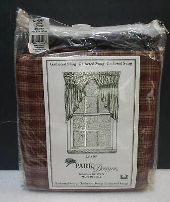 #ad NEW Curtain Gathered Swag Pair 36quot;x72quot; Sturbridge in Wine by Park Designs $15.91