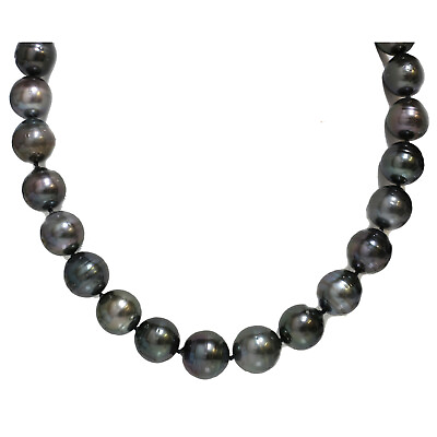 #ad Tahitian South Sea Pearl Necklace 17.5 15 mm Black 14k gold 19quot; $4000.00