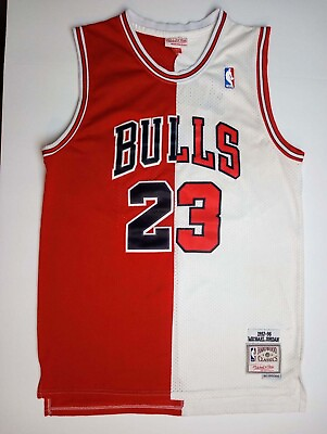#ad #ad XL Michael Jordon Chicago Bulls Jersey Split Red amp; White Used $90.00