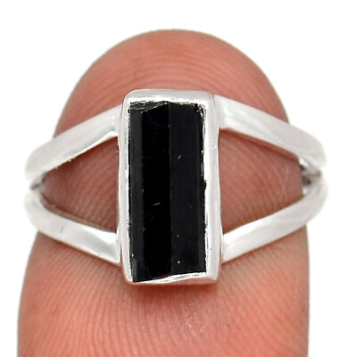 #ad Natural Black Tourmaline 925 Sterling Silver Ring Jewelry s.6 CR21994 $14.99