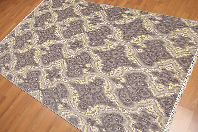 #ad 6#x27; x 9#x27; Hand Knotted IKAT Design 100% Wool Area rug AOR8602 Gray 6x9 $399.99