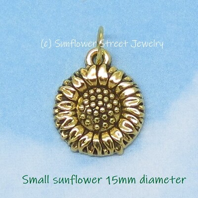 #ad Gold Sunflower Charm Pendant 04028 P Daisy Flower Spring Summer Gold Plated $9.99