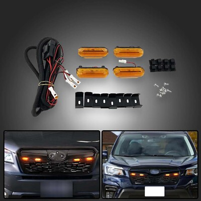 #ad Kspeed Front Grill Yellow Lights Fit Subaru Forester 2019 20 2021 4PCS w Wiring $37.19