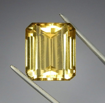 #ad Large 25.6 Golden Yellow Citrine VVS Natural Earth Mined Faceted Emerald Cut $34.95