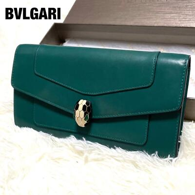 #ad Bvlgari Long Wallet With Box Serpenti Snake Head Made In Italy Leather Green $712.27