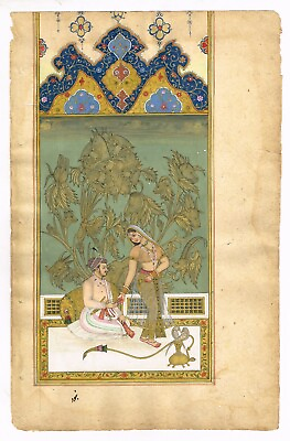 #ad Mughal Miniature Painting King And Queen In Love Scene Art Gold amp; Gouache Work $2412.35