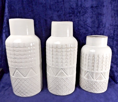#ad Vases Three Modern White Off White Vases 12.50 to 9.75 Excellent Cond $29.99