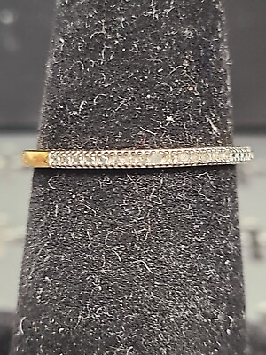 #ad 9K Yellow Gold over Sterling Diamond Stacker Ring Size 7 1.2 Grams TW $21.95