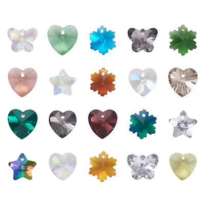 #ad 72pc Mixed Faceted Glass Pendants Mini Dangle Charms For Earring Crafting 74x1mm $10.99