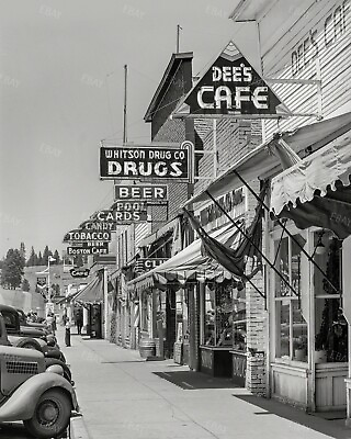 #ad 8x10 Poster Print 40s Street View Stores Cafe Drugs Store Idaho Cascade $11.02