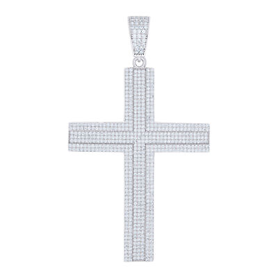#ad Sterling Silver Cubic Zirconia Cross Religious Pendant Gift for Mens $184.50