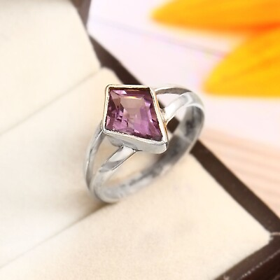 #ad 92.5 silver sterling Natural Purple Amethyst Ring For Women Silver Craft Ring $334.92