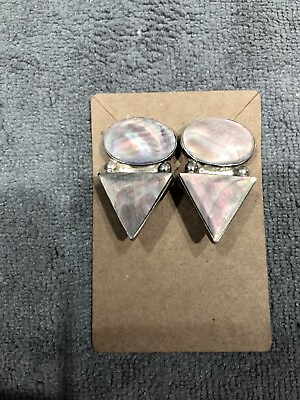 #ad Signed BH Native American Sterling Silver and Abalone. Oval And Triangle $49.99