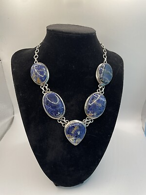 #ad Lapis Lazuli Silver Necklace $160.00