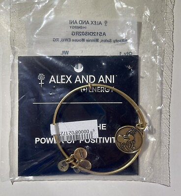 #ad Alex amp; Ani Minnie Mouse Bracelet Bangle Gold Disney Parks Flower RETIRED NEW $44.90