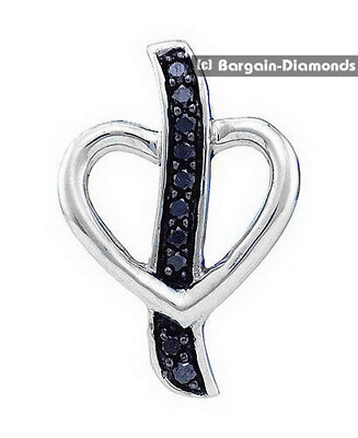 #ad Heart Pendant .12ct Natural Black Diamonds 925 Sterling Love 18x13 mm $49.95