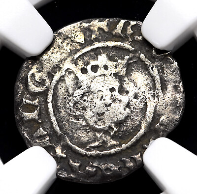 #ad ENGLAND. Richard II. 1377 1399. Hammered Silver Halfpenny S 1699 NGC VF Det $145.00