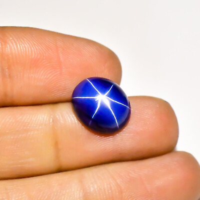 #ad Natural 6 Rays Blue Star Sapphire Oval Cabochon 09x11x04 MM Loose Gemstone $13.76