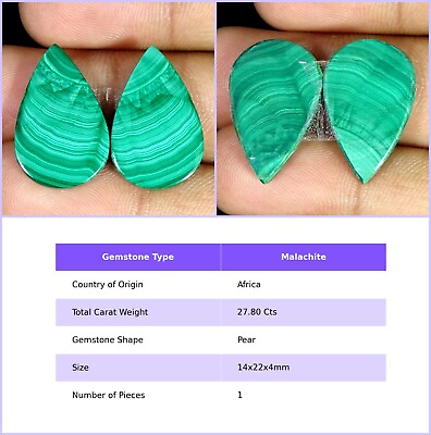 #ad Natural African Malachite Cabochon Pair Loose Gemstone For Jewelry $8.99